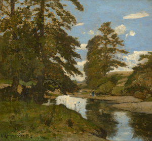 Lot 6183, Auction  116, Harpignies, Henri Joseph, Landschaft im Nivernais mit Spazierenden an einem Wasserlauf