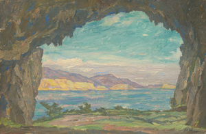 Lot 6214, Auction  116, Unger, Hans, Blick aus einer Grotte auf das sonnenbeschienene Mittelmeer
