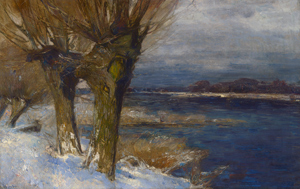 Lot 6218, Auction  116, Staats, Gertrud, Winterliche Flusslandschaft mit Weiden am Ufer