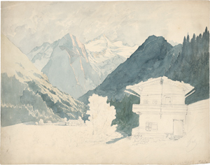 Lot 6347, Auction  116, Ender, Thomas, Blick von einem Hochtal auf ein schneebedecktes Bergmassiv