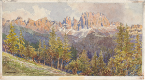 Lot 6363, Auction  116, Pendl, Erwin, Blick auf das Bergmassiv Rosengarten in den Dolomiten