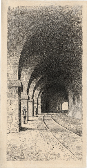 Lot 6370, Auction  116, Russ, Robert, Blick in einen Steintunnel der Semmeringbahn