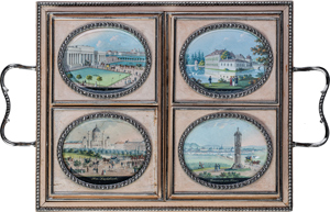 Lot 6458, Auction  116, Wigand, Balthasar - Werkstatt, Vier querovale Miniaturen: Wiener Veduten, auf Kassettendeckeln