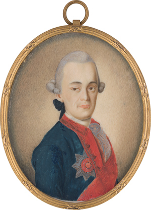 Lot 6492, Auction  116, Russisch, um 1768/1771. Miniatur Portrait des Generals Peter Petrowitsch Czertoryzhki in blauer Uniform mit Orden