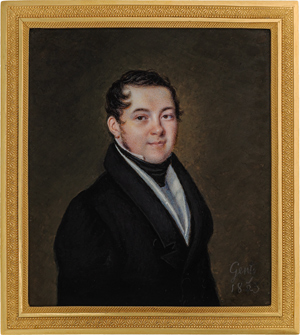 Lot 6535, Auction  116, Genty, Jean-Baptiste, Miniatur Portrait eines jungen Mannes in schwarzer Jacke, weißer Weste und schwarzer Halsbinde