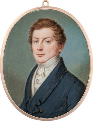 Lot 6536, Auction  116, Tangermann, Christian - zugeschrieben, Miniatur Portrait eines jungen Mannes in blauer Jacke und weißer Weste
