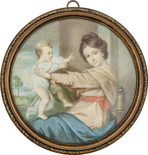 Lot 6559, Auction  116, Englisch, Paar Miniatur Doppelbildnisse: Duchess of Marlborough mit Tochter und Anne Lascelles mit Tochter