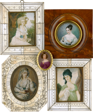 Lot 6564, Auction  116, Europäisch, frühes 20. Jahrhundert. 6 Miniatur Portraits: Frauenbildnisse, darunter Nanette Kaulla nach Stieler 
