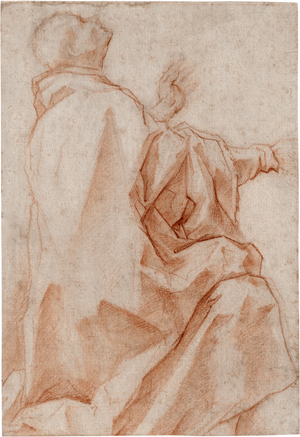 Lot 6659, Auction  116, Florentinisch, 16. Jh. Gewandstudie eines knieenden, nach oben blickenden Mannes