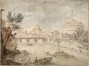Lot 6667, Auction  116, Vrancx, Sebastian - Umkreis, Das Tiberufer mit Blick auf die Engelsbrücke und das Castel S. Angelo