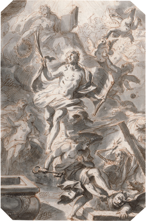 Lot 6680, Auction  116, Bergmüller, Johann Georg, Christi Auferstehung und Sieg über Tod und Hölle