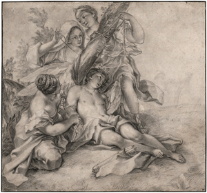 Lot 6738, Auction  116, Italienisch, um 1740. Allegorische Darstellung: Die Moral bindet die Liebe