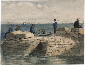 Lot 6805, Auction  116, Deutsch, um 1855. "Isle of Wight": Männer am Pier