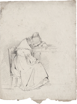 Lot 6841, Auction  116, Piepenhagen, August Friedrich, An einem Tisch eingeschlafene Frau mit Haube