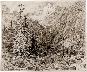 Lot 6846, Auction  116, Wagner, Carl, Alpenlandschaft mit Gebirgsbach und schneebedeckten Gipfeln