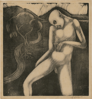 Lot 7124, Auction  116, Gauguin, Paul René, Tanzender Tod in kahler Flußlandschaft