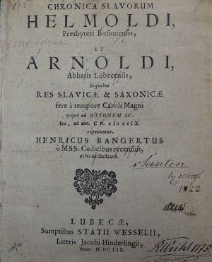 Lot 47, Auction  117, Helmoldus Bosoviensis, Chronica Slavorum
