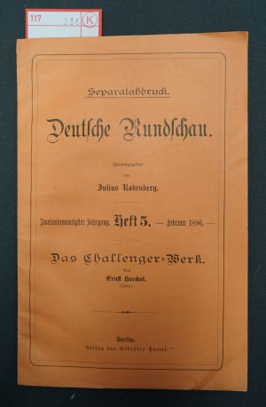 Lot 236, Auction  117, Haeckel, Ernst, Das Challenger-Werk (Sonderdruck mit Widmung)
