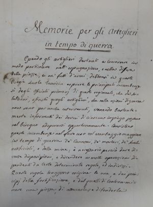 Lot 524, Auction  117, Memorie per gli artiglieri, Italienische Handschrift auf Papier