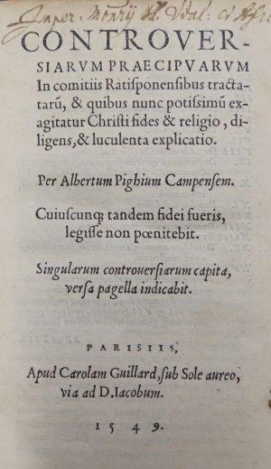 Lot 580, Auction  117, Pighius, Albertus, Controversiarum praecipuarum 