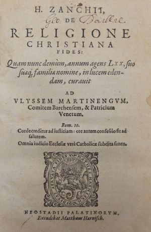 Lot 590, Auction  117, Zanchi, Girolamo, De religione christiana fides