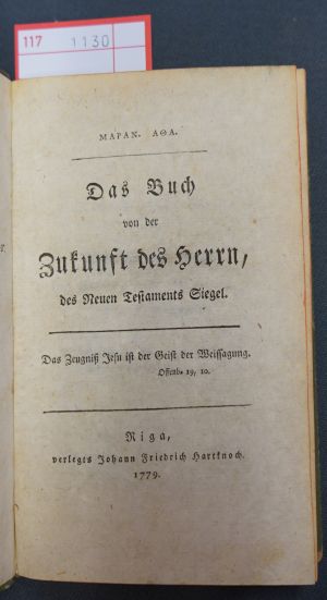 Lot 1130, Auction  117, Herder, Johann Gottfried von, Das Buch von der Zukunft des Herrn