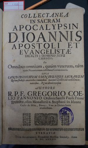 Lot 1153, Auction  117, Pannonius, Gregorius Coelius, Collectanea in sacram apocalypsin Joannis apostoli et evangelistae