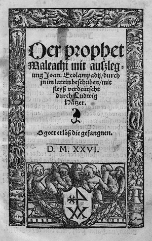 Lot 1263, Auction  117, Oekolampad, Johannes, Der prophet Maleachi