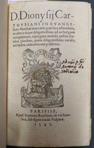 Lot 1326, Auction  117, Dionysius Carthusianus, In evangelium Matthaei enarratio praeclara admodum