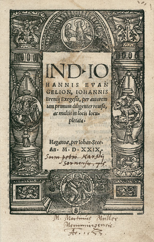 Lot 1341, Auction  117, Brenz, Johannes, In D. Iohannes Evangelion