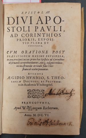 Lot 1400, Auction  117, Hunnius, Aegidius, Epistolae divi apostoli Pauli ad Corinthios prioris