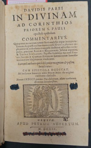 Lot 1415, Auction  117, Pareus, David, In divinam ad Corinthios priorem S. Pauli apostoli epistolam commentarius