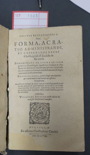Lot 1583, Auction  117, Zepper, Wilhelm, Politia ecclesiastica sive forma