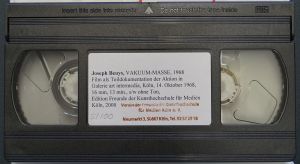 Lot 3026, Auction  117, Beuys, Joseph, Vakuum-Masse (Teildokumentation, Videokassette)