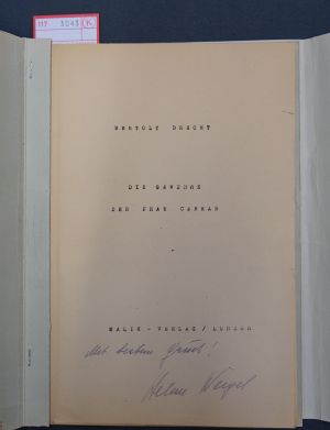 Lot 3043, Auction  117, Brecht, Bertolt, Die Gewehre der Frau Carrar (Bühnenmanuskript)