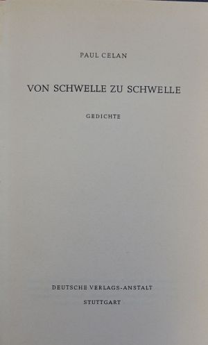 Lot 3054, Auction  117, Celan, Paul, Von Schwelle zu Schwelle
