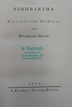 Lot 3170, Auction  117, Hesse, Hermann, Siddharta (Erste Ausgabe)