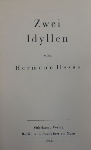 Lot 3171, Auction  117, Hesse, Hermann, Zwei Idyllen. Berlin 1952