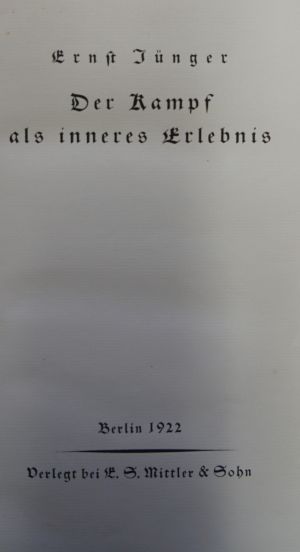 Lot 3204, Auction  117, Jünger, Ernst, Der Kampf als inneres Erlebnis (signierte Vorzugsausgabe)