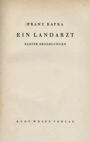 Lot 3225, Auction  117, Kafka, Franz, Ein Landarzta