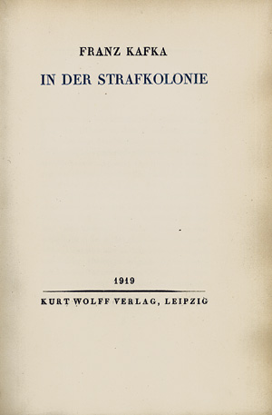 Lot 3228, Auction  117, Kafka, Franz, In der Strafkolonie