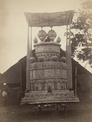 Lot 4085, Auction  117, Sachtler, August, Views of Gopuram of the Sri Mariamman Temple and a Chup Tazia used for Islamic ceremonies, Singaporef