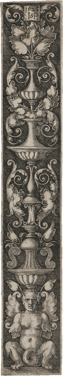 Lot 5022, Auction  117, Beham, Hans Sebald, Ornament mit aufrechtem Kandelaber und weiblicher Groteskenfigur