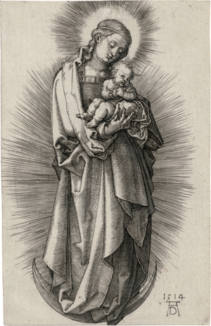 Lot 5072, Auction  117, Dürer, Albrecht, Jungfrau mit Haarband und Strahlenkranz auf der Mondsichel