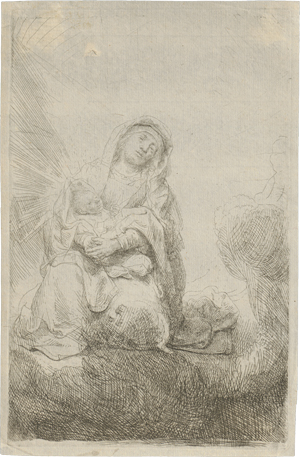 Lot 5161, Auction  117, Rembrandt Harmensz. van Rijn, Maria mit dem Christkinde in den Wolken