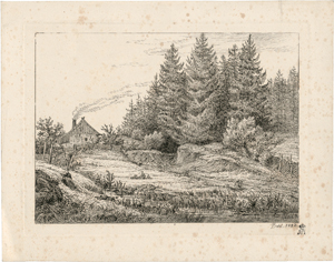 Lot 5325, Auction  117, Dahl, Johann Christian Clausen, Die Bauernhütte am Tannenwald