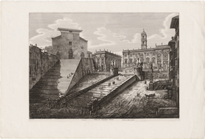 Lot 5372, Auction  117, Rossini, Luigi, Drei Ansichten von Rom: Forum, Campidoglio, Piazza Colonna