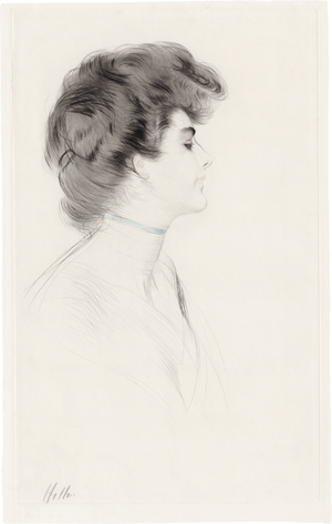 Lot 5403, Auction  117, Helleu, Paul César, Portrait einer jungen Dame mit blauem Halsband
