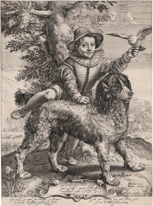 Lot 5513, Auction  117, Goltzius, Hendrick - nach, Porträt Frederick de Vries mit Hund und Taube