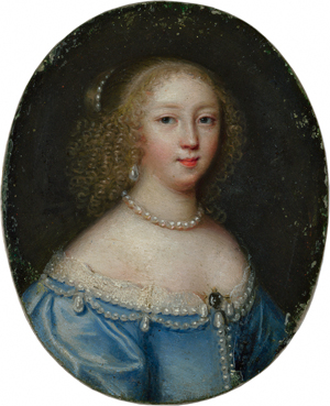 Lot 6035, Auction  117, Flämisch, 2. Hälfte 17. Jh. Bildnis einer Dame im perlenbesetzten blauen Kleid mit hochgesteckten Korkenzieherlocken
